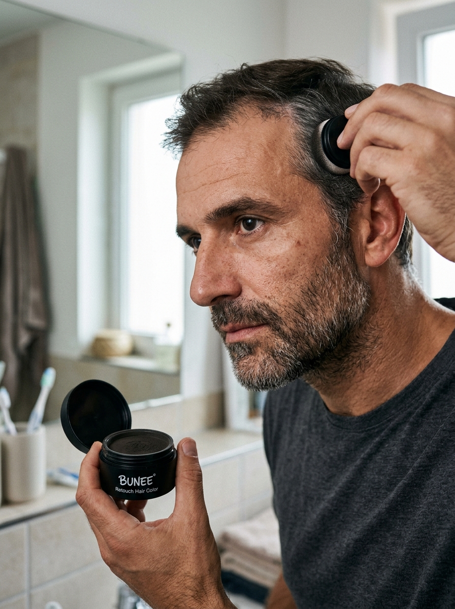 Hombre usando BUNEE en el pelo